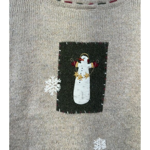 Croft & Barrow Snowman & Heart Patches Cardigan Sweater Petite PL Beige - Picture 14 of 15